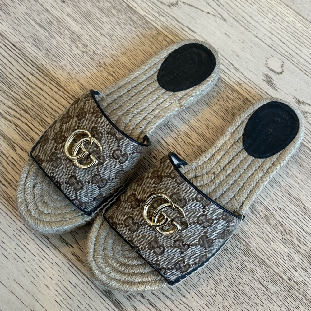 Gucci Beige GG Logo Sandals